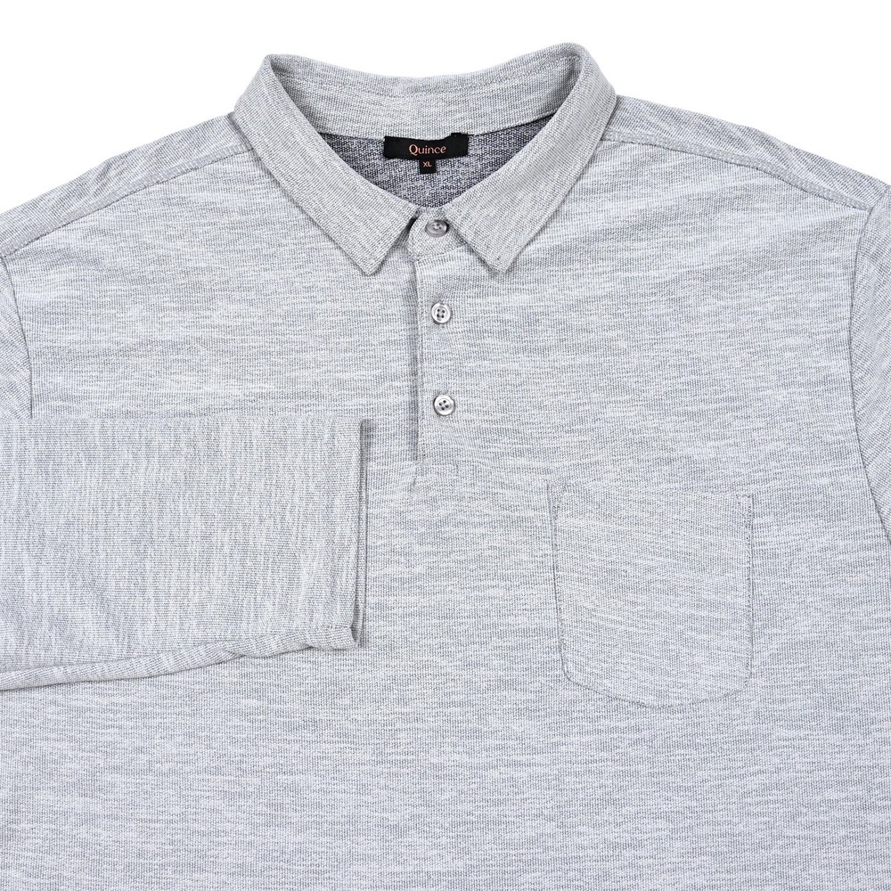Quince ProPique Performance Long Sleeve Polo Men's XL Gray Lightweight Pocket
